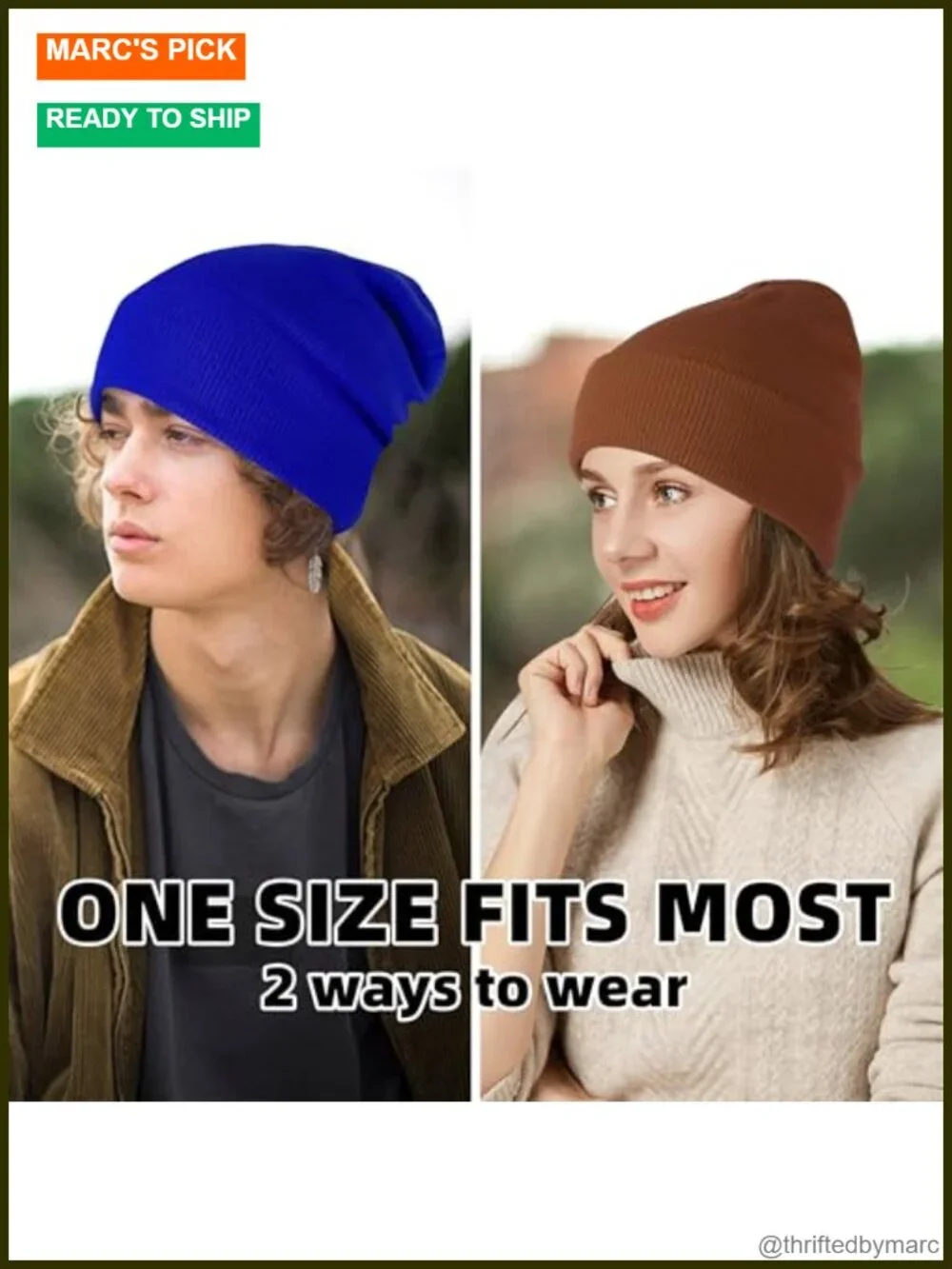 2 Pack Unisex Warm Knit Skullies Beanies Soft Ski Caps